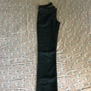 Straight leg gray denim jeans.